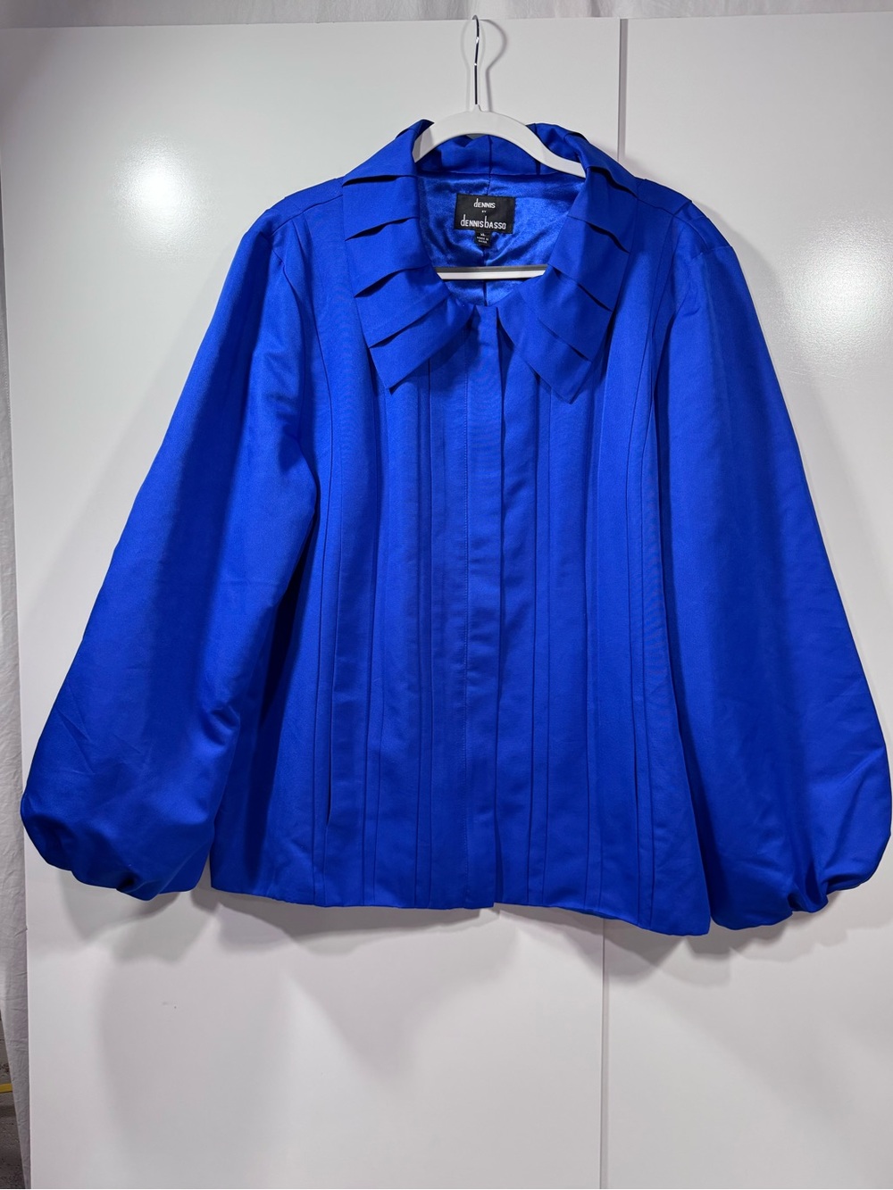 Dennis by Dennis Basso Cobalt Blue Statement Jacket 💙 Pleated Sleeves XL
